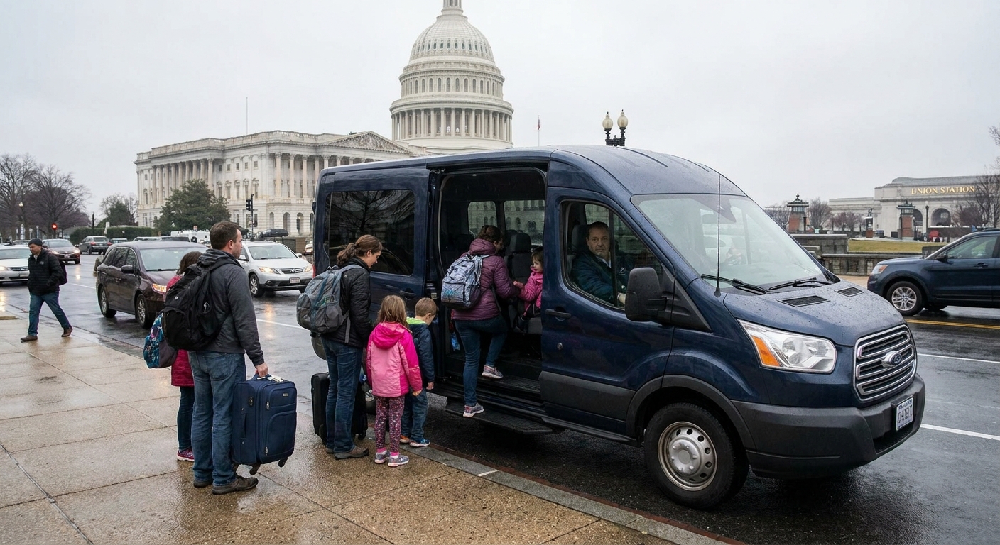 Passenger van group travel in Washington DC for efficient group transportation