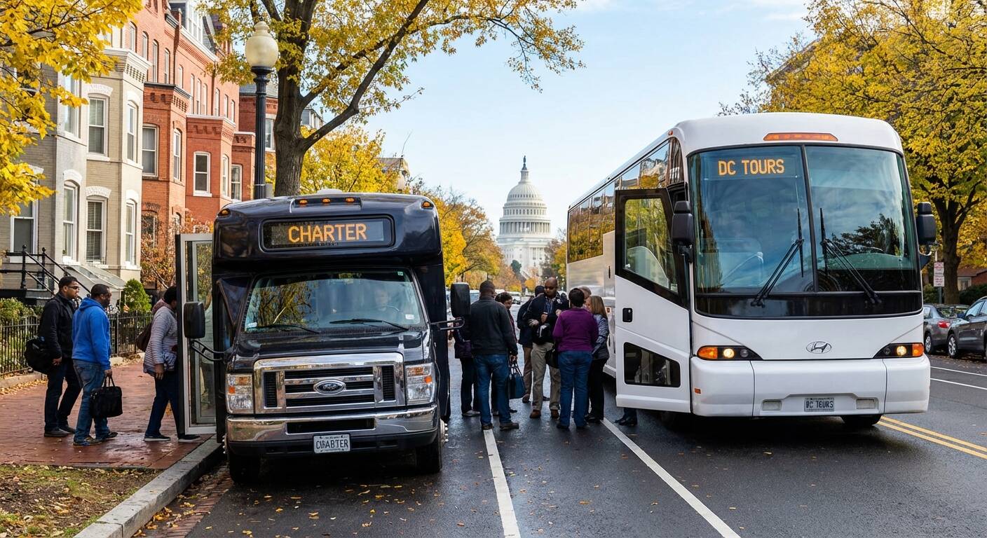 Minibus and full charter bus options for group transportation in Washington, DC