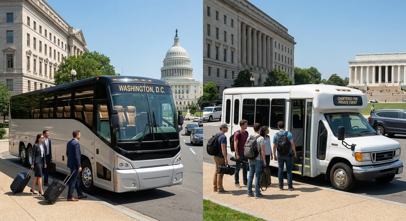 Coach bus and charter bus comparison for group travel